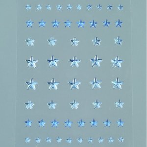 Strass akryl självhäftande 4 5 6 8 mm - ljusblå 56-pack Stjärna