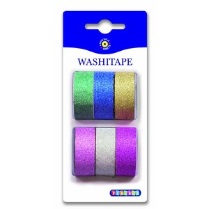 Washitape Plain Glitter 6-pack