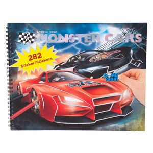 Målarbok med stickers - Monster Cars