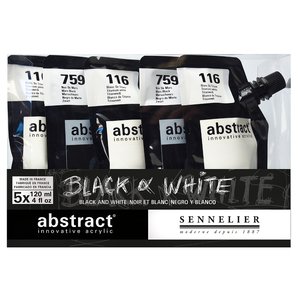 Akrylfärgset Sennelier Abstract - Black&White set 5 x 120ml