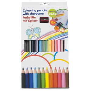 Färgpennor med pennvässare - 12 st