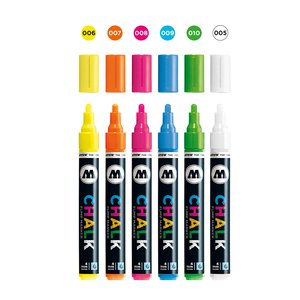 Markerset Chalk 4mm 6 Pennor - Neon