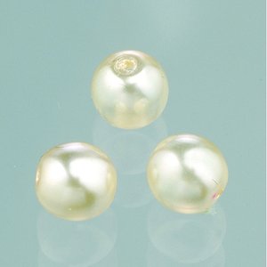 Glaspärlor vax lyster 6 mm - grädde 40 st.