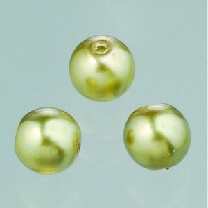 Glaspärlor vax lyster 6 mm - olivgrön 40 st.
