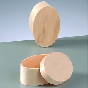 Plywoodask ø 90 x 55 mm H 40 mm - obehandlat oval