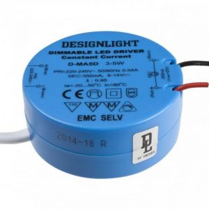 350mA LED transformator > tak/kopplingsdosa (Blå)